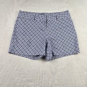 The Limited Women's White and Blue‎ Chino Shorts Size 10 Geometric Pattern